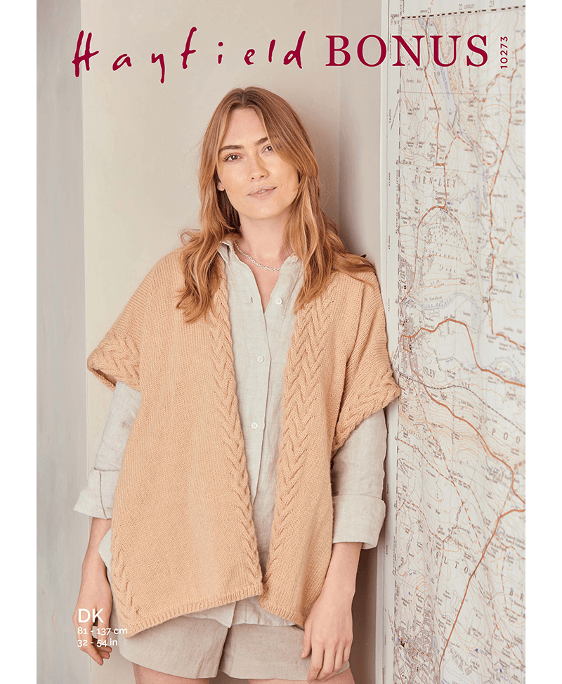 Sirdar 10273 Cable Edged Shawl in Hayfield Bonus DK (Leaflet)