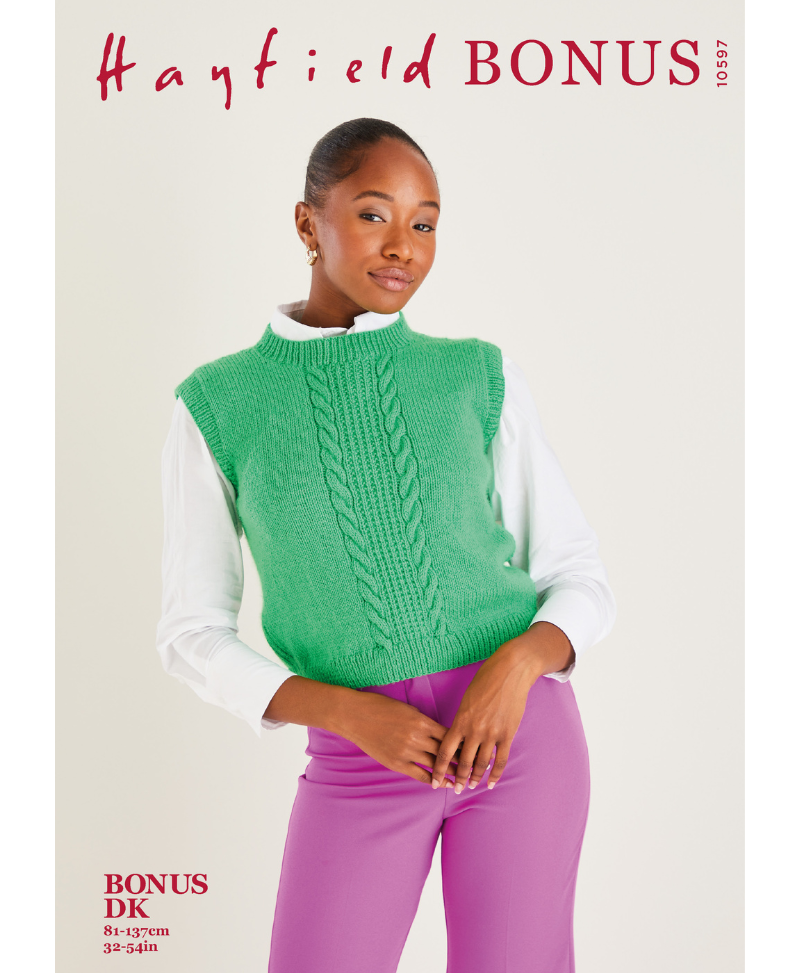 Sirdar 10597 Sweater Vest in Hayfield Bonus DK (leaflet)