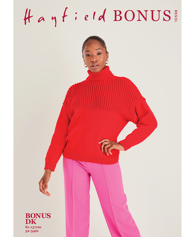 Sirdar 10598 Roll Neck Sweater in Hayfield Bonus DK