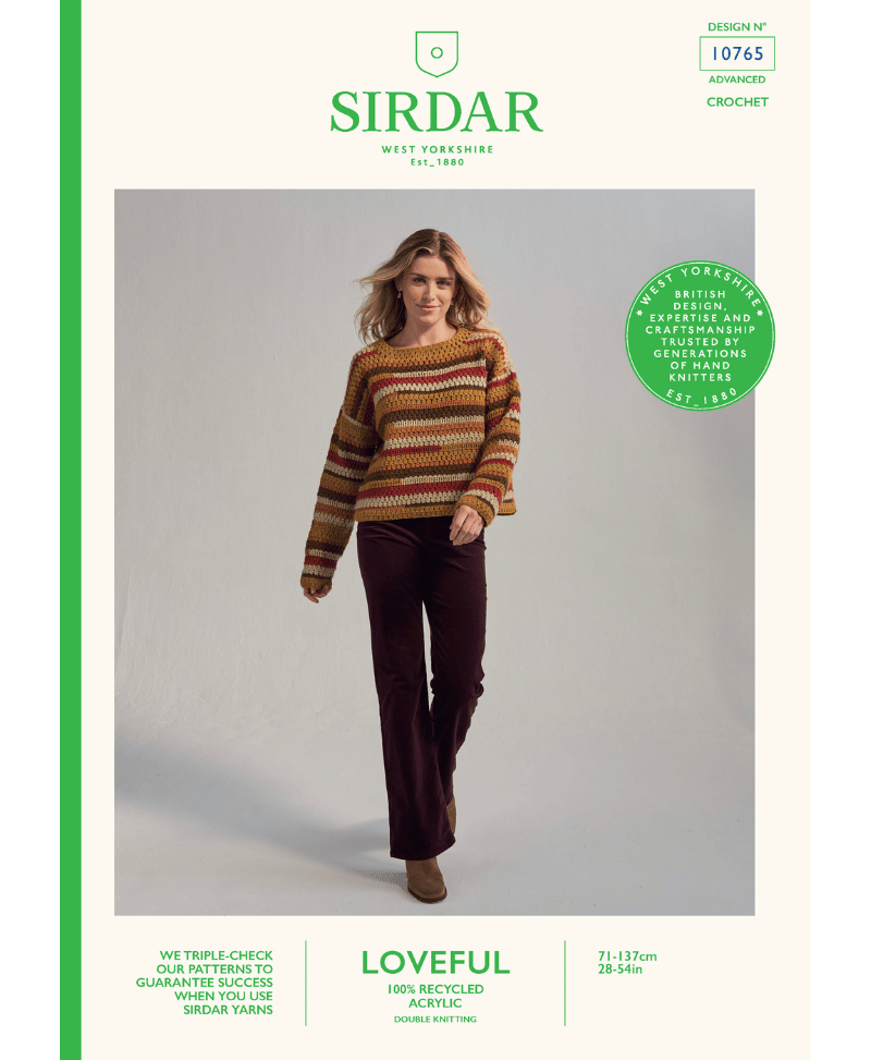 Sirdar 10765 New Terrain Crochet Sweater in Loveful DK