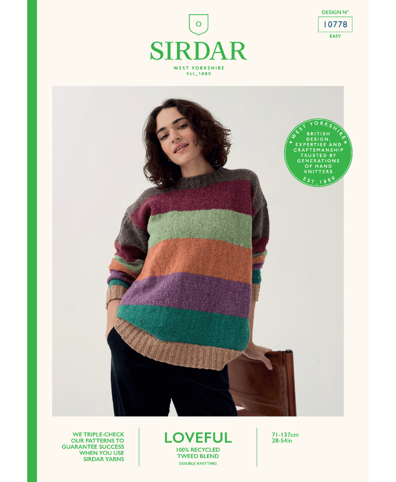 Sirdar 10778 Timeless Striped Sweater in Loveful DK