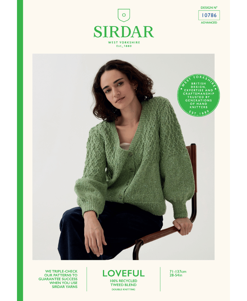 Sirdar 10786 Diamond Cable Cardigan in Loveful DK