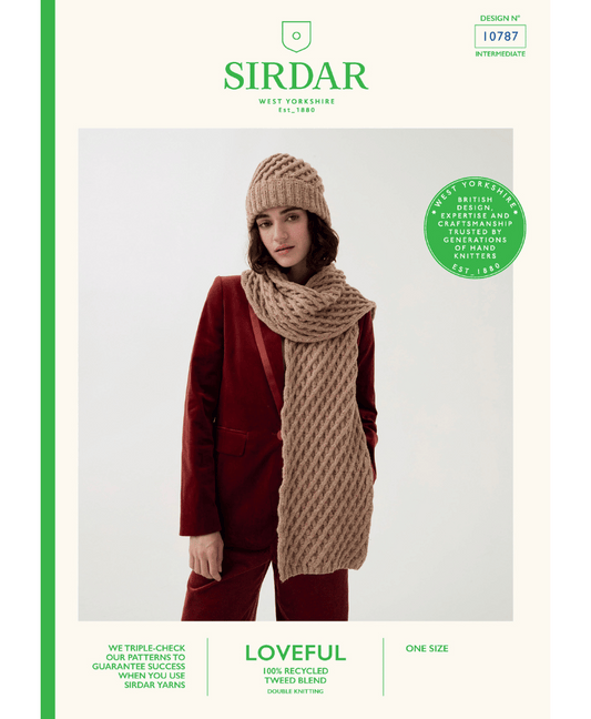 Sirdar 10787 Lattice Scarf and Hat in Loveful DK