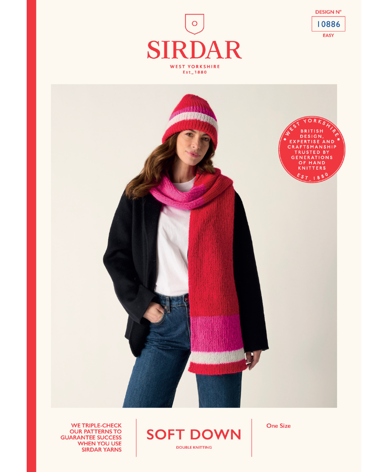 Sirdar 10886 Wrap Me Up Scarf & Hat in Sirdar Soft Down DK