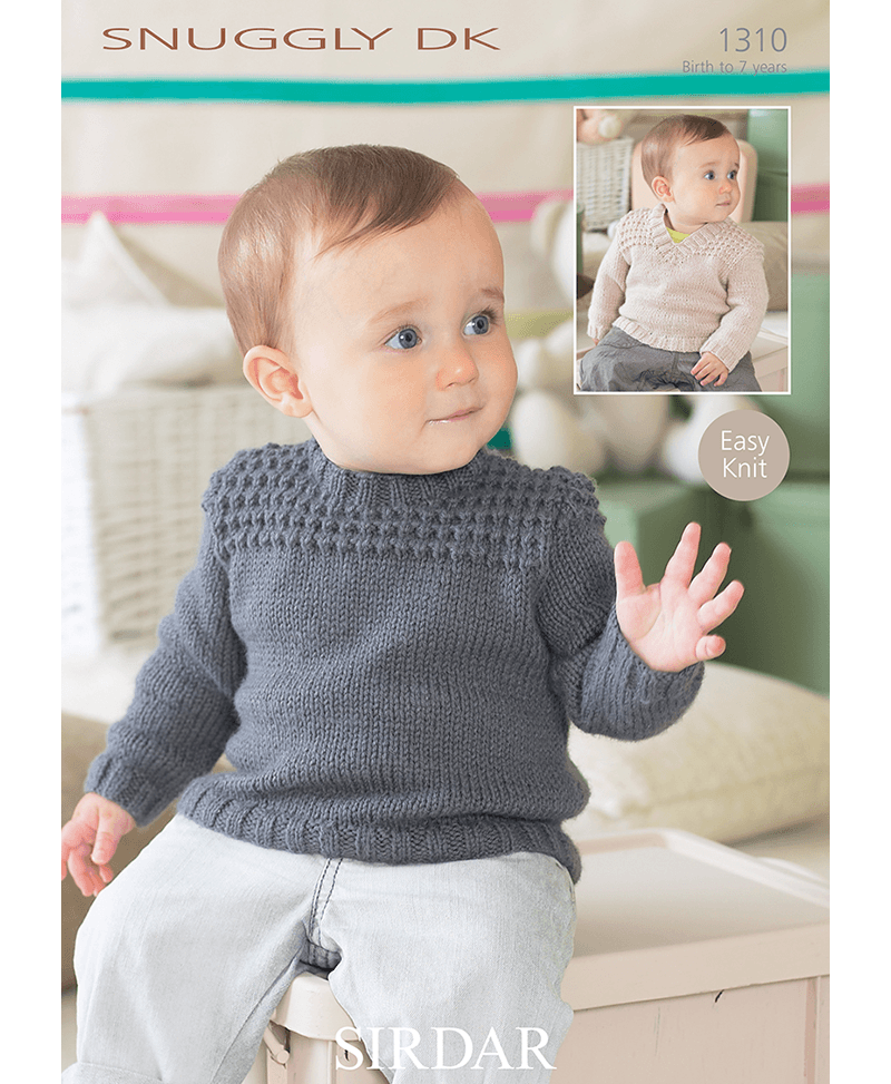 Sirdar 1310 Baby V Neck & Round Neck Sweaters in Snuggly DK (Leaflet)