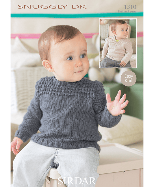 Sirdar 1310 Baby V Neck & Round Neck Sweaters in Snuggly DK (Leaflet)