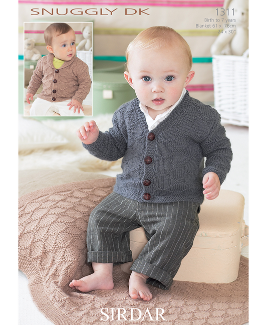 Sirdar 1311 Baby Cardigans & Matching Blanket Or Afghan in Snuggly DK (Leaflet)