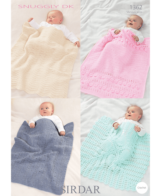 Sirdar 1362 Collection Of Crochet Baby Blankets Or Afghans in Snuggly DK (Leaflet)