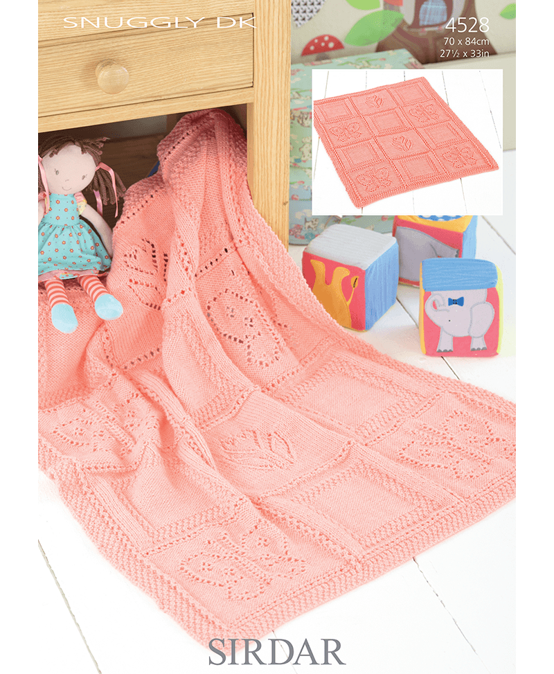 Sirdar 4528 Butterfly & Flower Baby Blanket in Snuggly DK