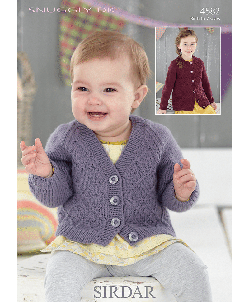 Sirdar 4582 Baby V Neck & Round Neck Cardigans in Snuggly DK