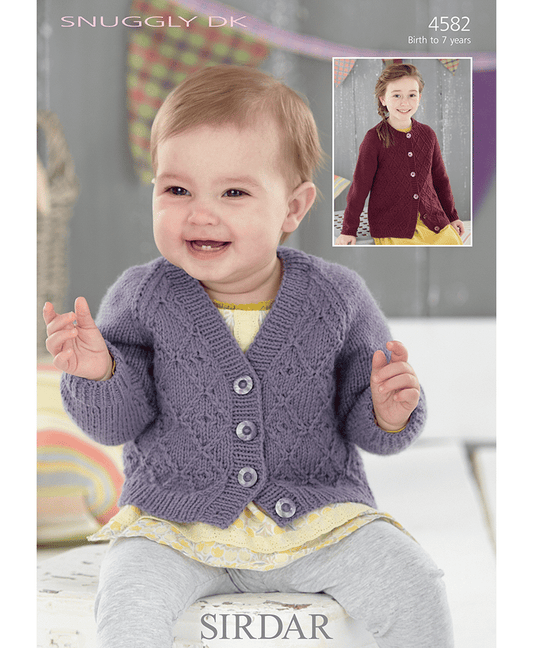 Sirdar 4582 Baby V Neck & Round Neck Cardigans in Snuggly DK