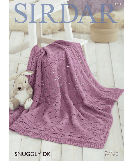 Sirdar 4703 Lace & Diamonds Baby Blanket or Afghan in Snuggly DK