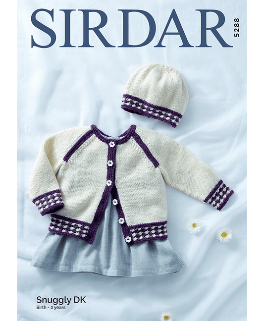 Sirdar 5288 Baby Girl's Cardigan & Hat in Snuggly DK