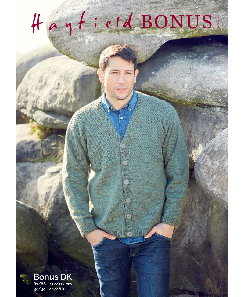 Sirdar 8287 Men's V Neck Cardigan in Hayfield Bonus DK (Leaflet)