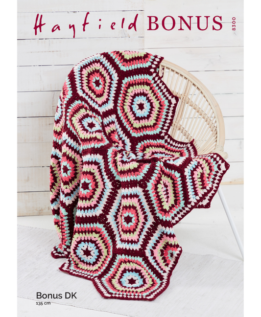 Sirdar 8300 Crochet Hexie Blanket in Hayfield Bonus DK (Leaflet)