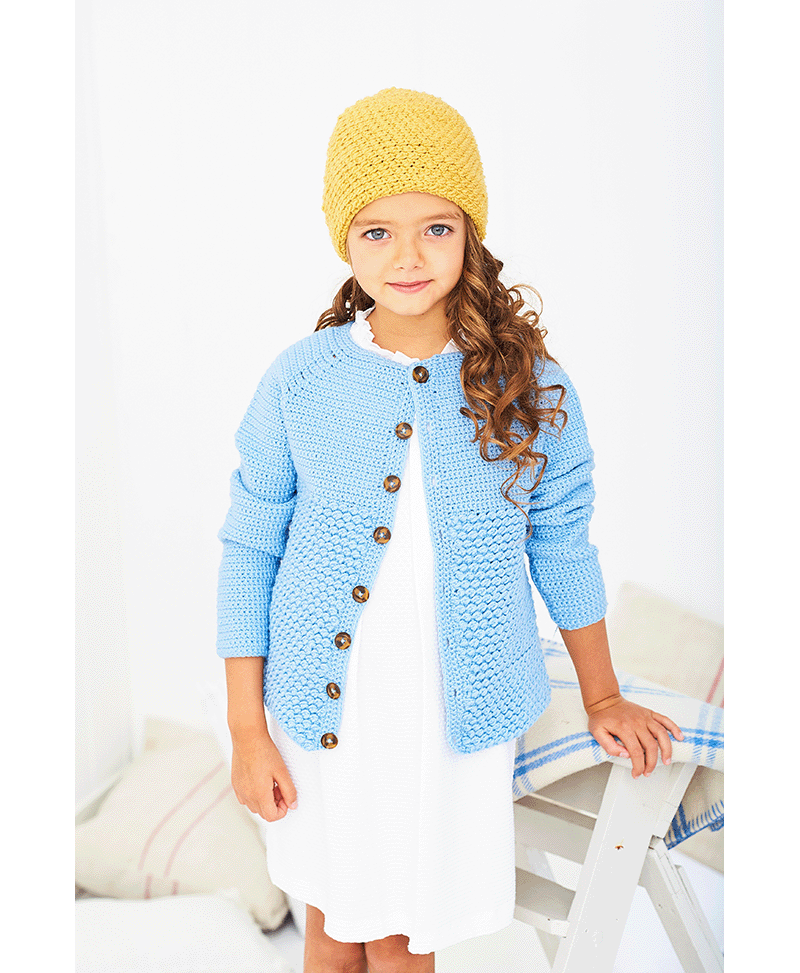 Stylecraft 9610 Crochet Cardigan & Hat in Bambino DK