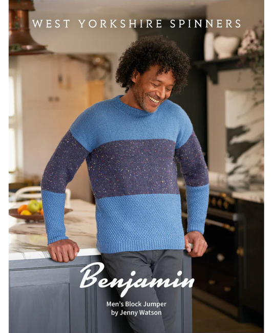 West Yorkshire Spinners Benjamin Men's Block Jumper in ColourLab Aran (Download)