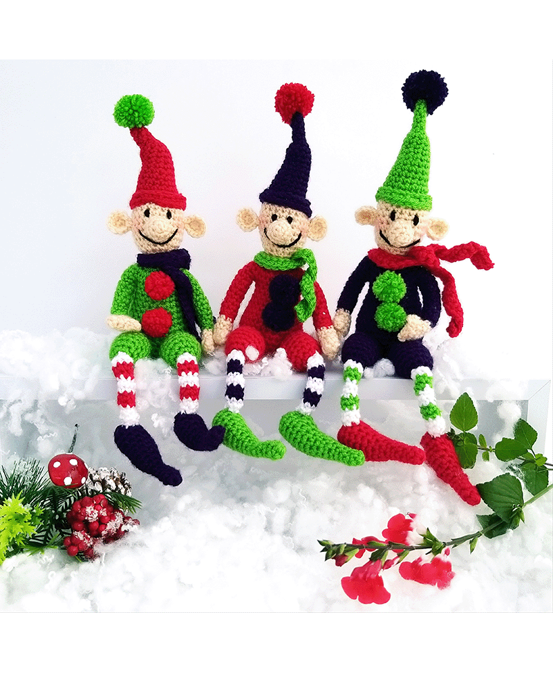 Wee Woolly Wonderfuls Ernie, Bernie and Sid the Elves in Stylecraft Special DK