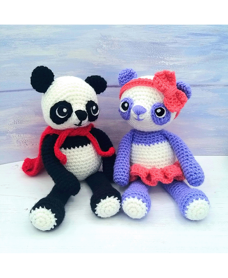 Wee Woolly Wonderfuls Peter and Melinda the Panda in Stylecraft Special Chunky