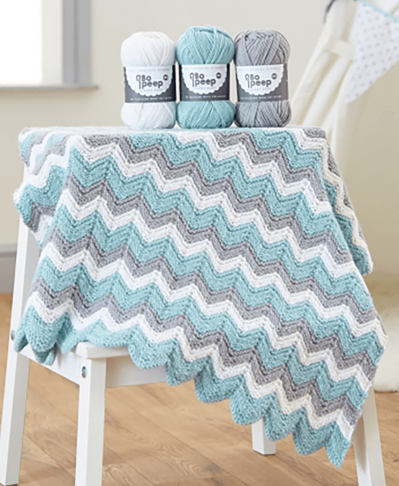 WYS Knitted Zig Zag Baby Blanket Pattern in Bo Peep DK