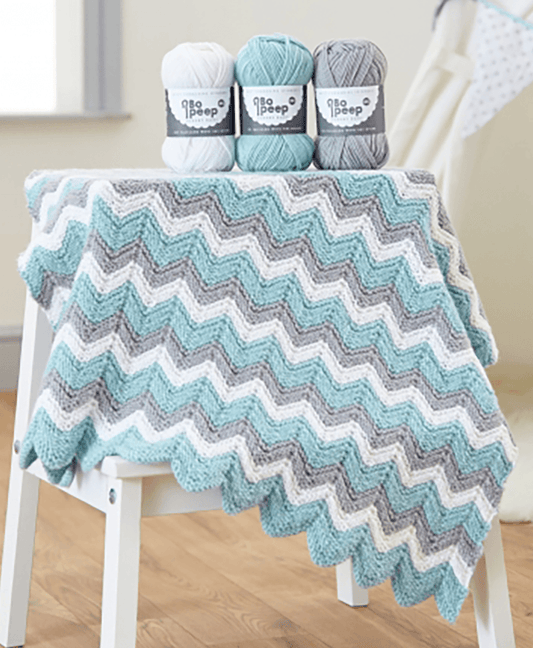 WYS Knitted Zig Zag Baby Blanket Pattern in Bo Peep DK
