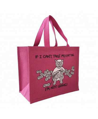 Vanessa Bee Designs "If I Can't Take My Knitting..." Bag - Dark Pink