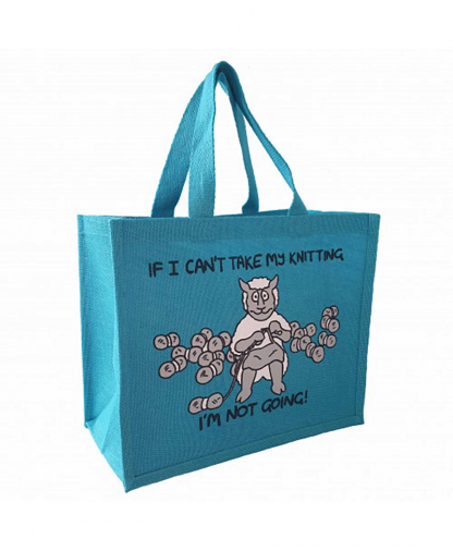 Vanessa Bee Designs "If I Can't Take My Knitting..." Bag - Turquoise